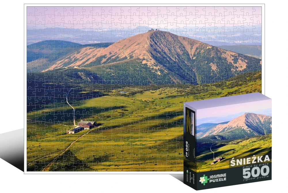 puzzle Śnieżka 500 elementów pudełko i ułożone puzzle